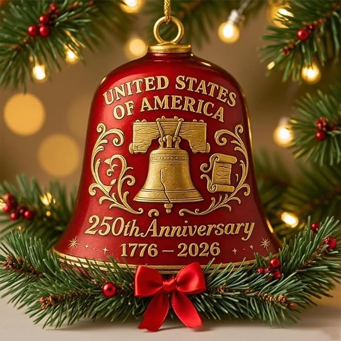 🔥Each $5.99 On Sale Today Only🔔United States 250th Anniversary Bell Ornament🌟Proudly made in Texas, USA