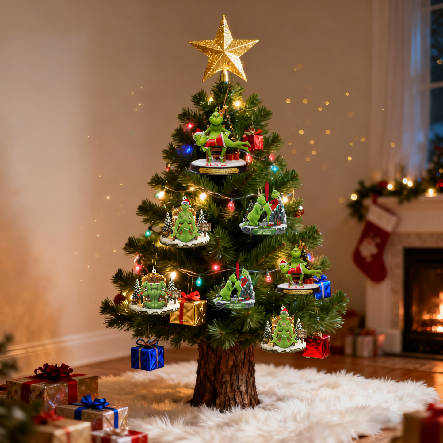 🔥$9.99 On Sale Today Only🎁Grinch Couple Christmas Ornament Set