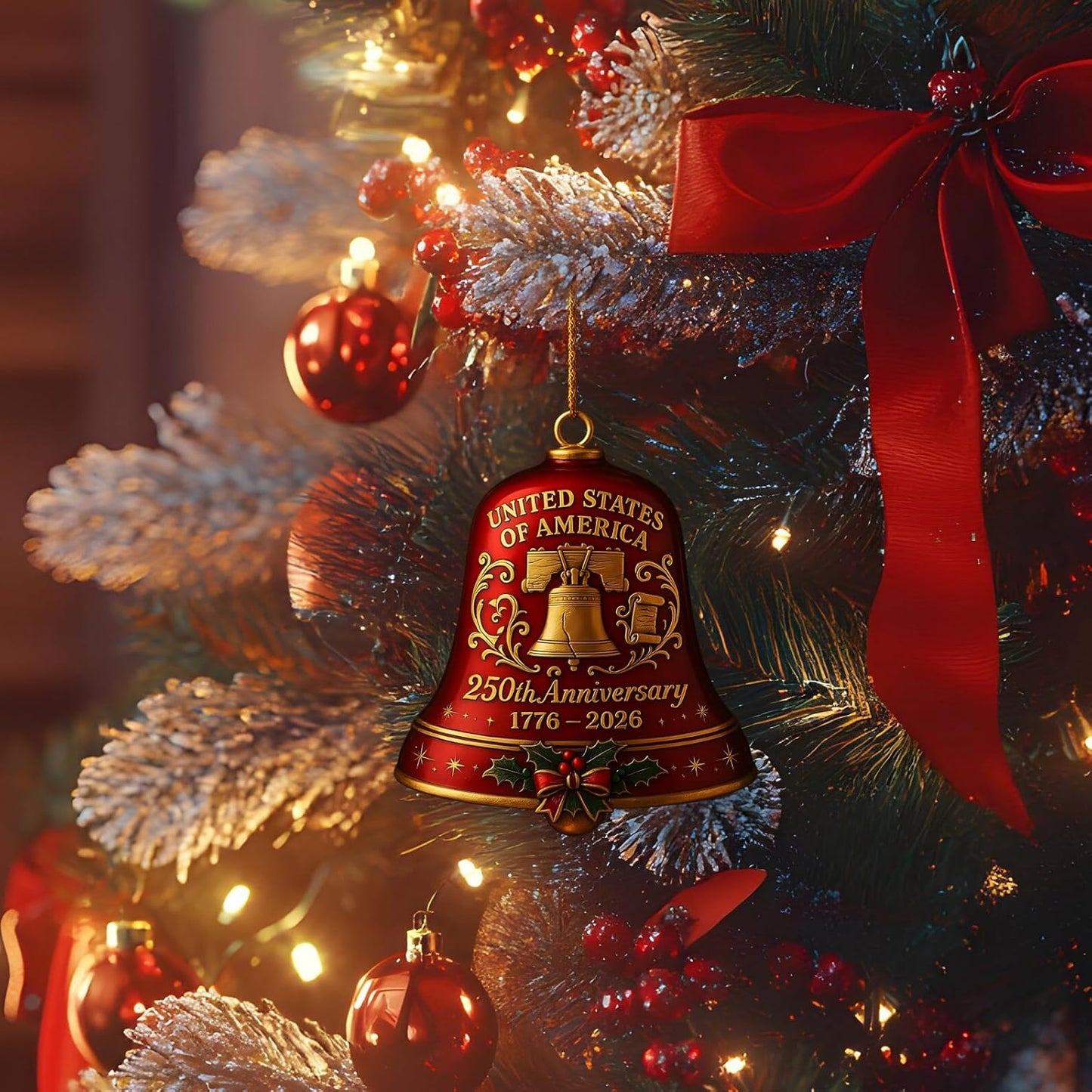 🔥Each $5.99 On Sale Today Only🔔United States 250th Anniversary Bell Ornament🌟Proudly made in Texas, USA