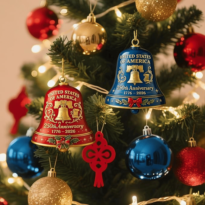 🔥Each $5.99 On Sale Today Only🔔United States 250th Anniversary Bell Ornament🌟Proudly made in Texas, USA