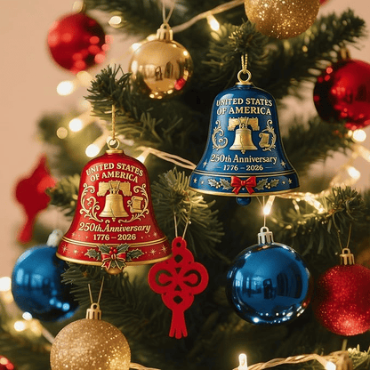 🔥Each $5.99 On Sale Today Only🔔United States 250th Anniversary Bell Ornament🌟Proudly made in Texas, USA