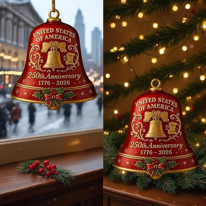 🔥Each $5.99 On Sale Today Only🔔United States 250th Anniversary Bell Ornament🌟Proudly made in Texas, USA