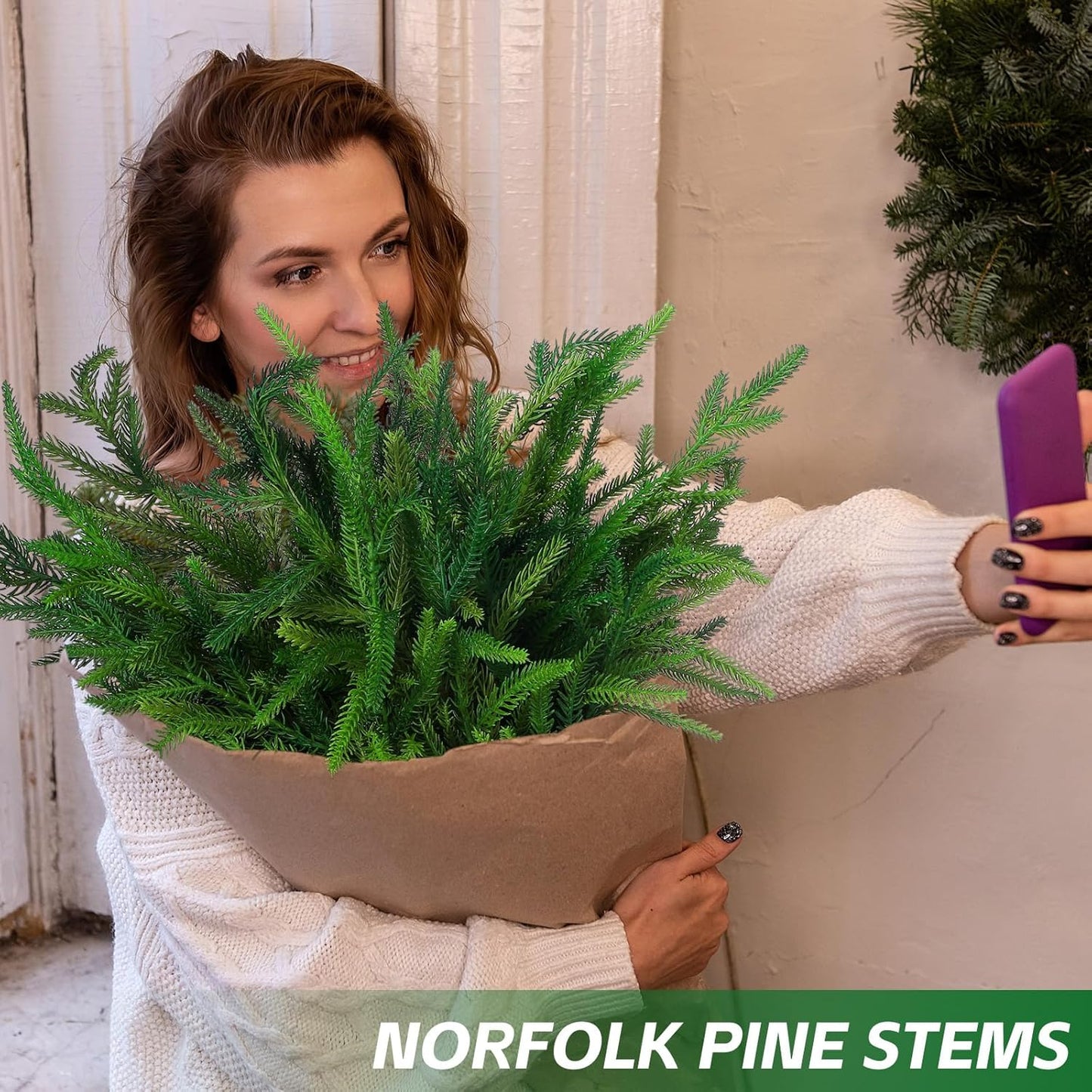✨$9.99 On Sale Today Only🔥Real Touch Deluxe Norfolk Pine Garland🌿