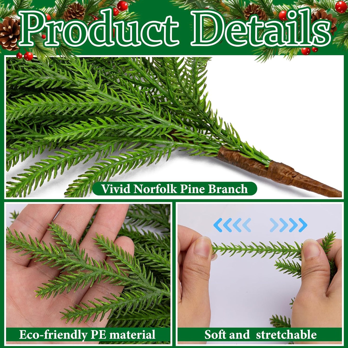 ✨$9.99 On Sale Today Only🔥Real Touch Deluxe Norfolk Pine Garland🌿