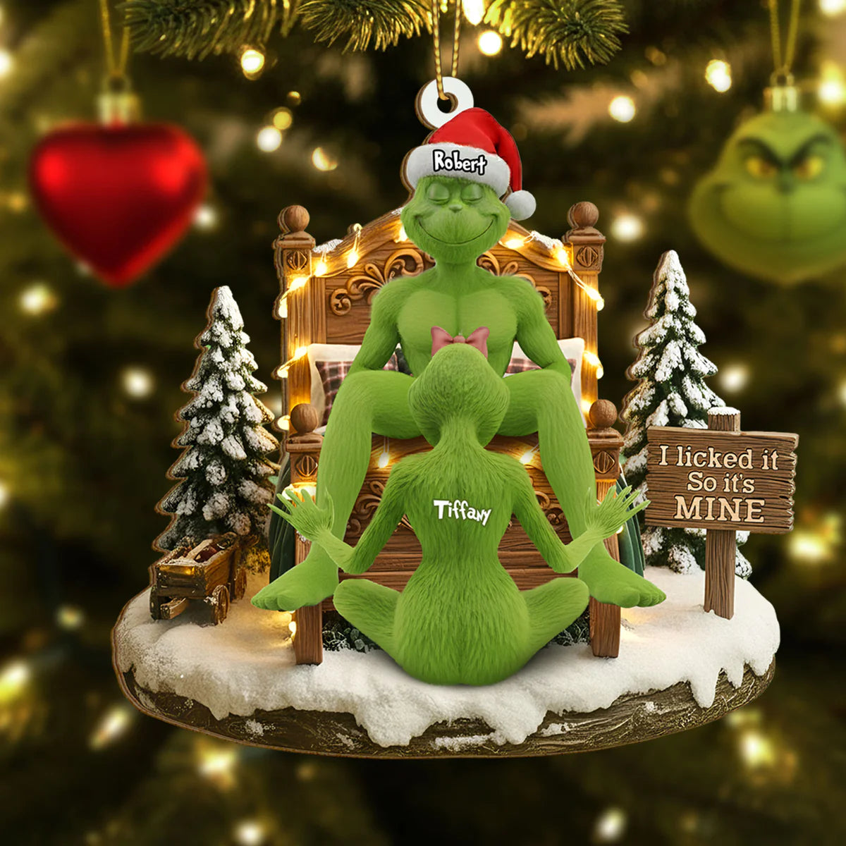 🔥$9.99 On Sale Today Only🎁Grinch Couple Christmas Ornament Set