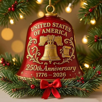 🔥Each $5.99 On Sale Today Only🔔United States 250th Anniversary Bell Ornament🌟Proudly made in Texas, USA
