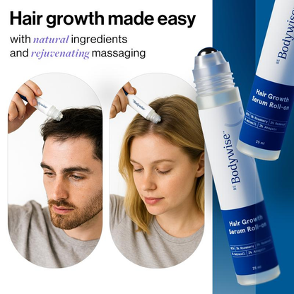 Be Bodywise Advanced Hair Growth Roll-On Serum | 3% Rosemary | 2% Aminexil | 3% Redensy l 2% Anagain | Precision Scalp Applicator | Paraben & Sulphate Free | Non oily and mess free