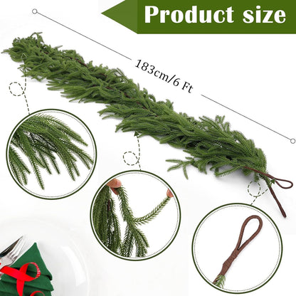 🎄Natural Christmas Greenery - Real Touch Norfolk Pine Garland